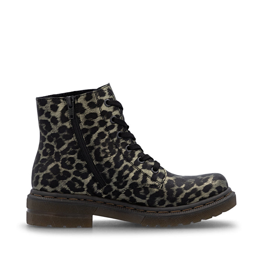 Rieker 78240-90 Ankle Boot-Black Leopard