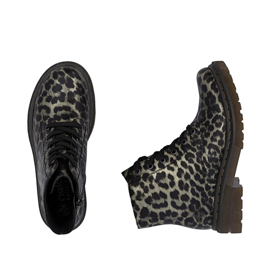 Rieker 78240-90 Ankle Boot-Black Leopard