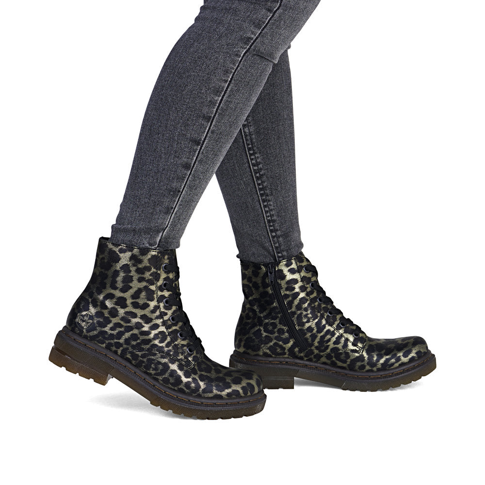 Rieker 78240-90 Ankle Boot-Black Leopard