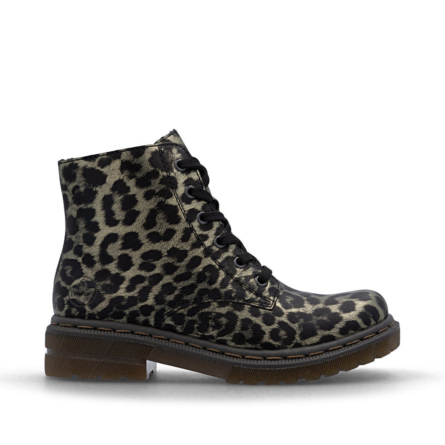 Rieker 78240-90 Ankle Boot-Black Leopard