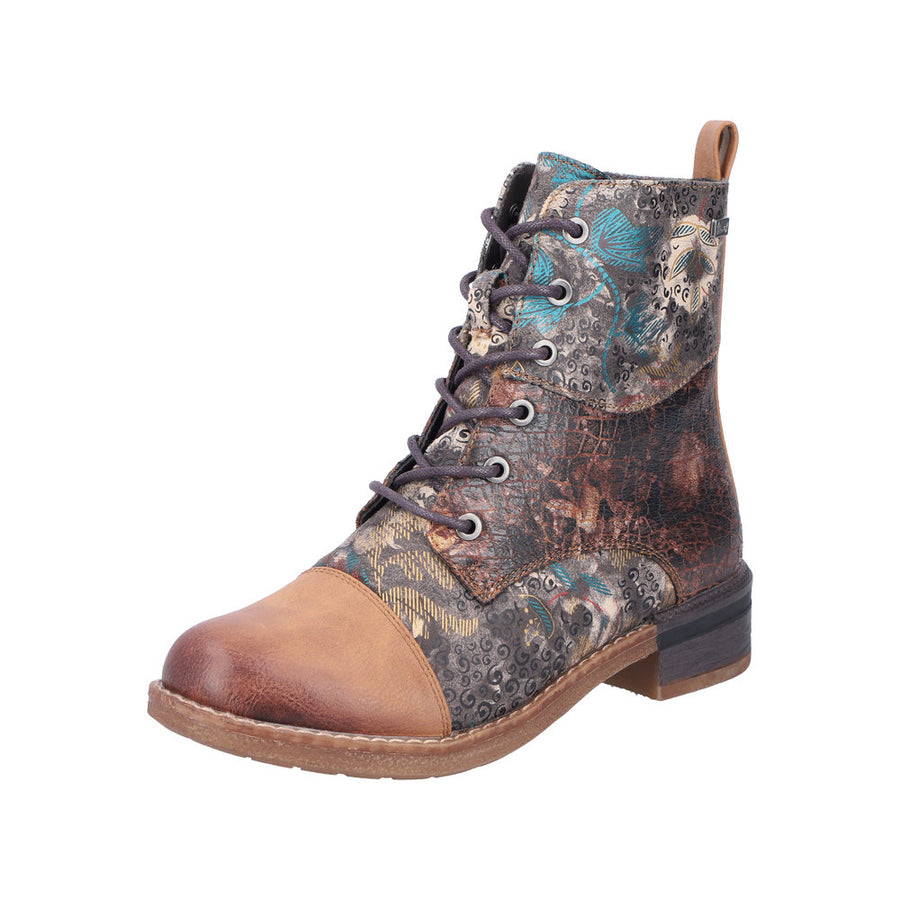 Rieker 94611 Ankle Boot-Brown Floral