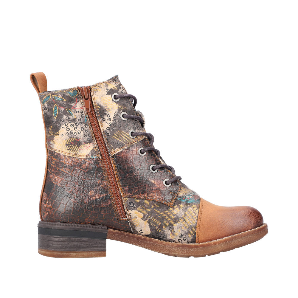 Rieker 94611 Ankle Boot-Brown Floral