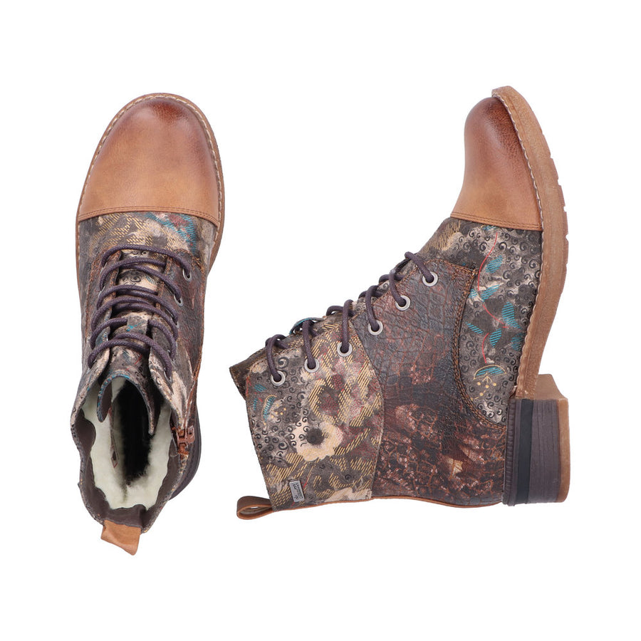 Rieker 94611 Ankle Boot-Brown Floral