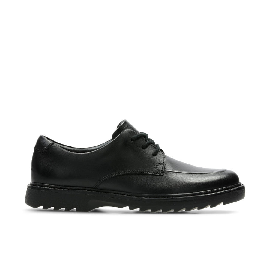 Clarks Asher Grove Kids Shoe-Black Lea G