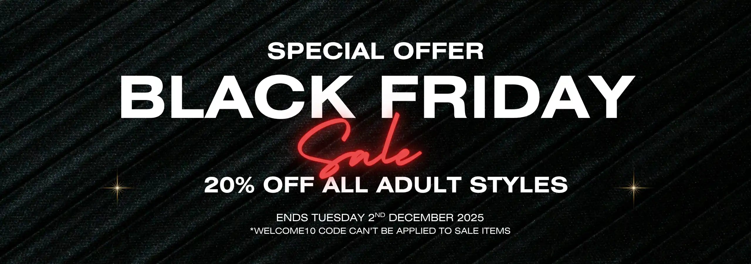 Black Friday sale banner with text on a dark background