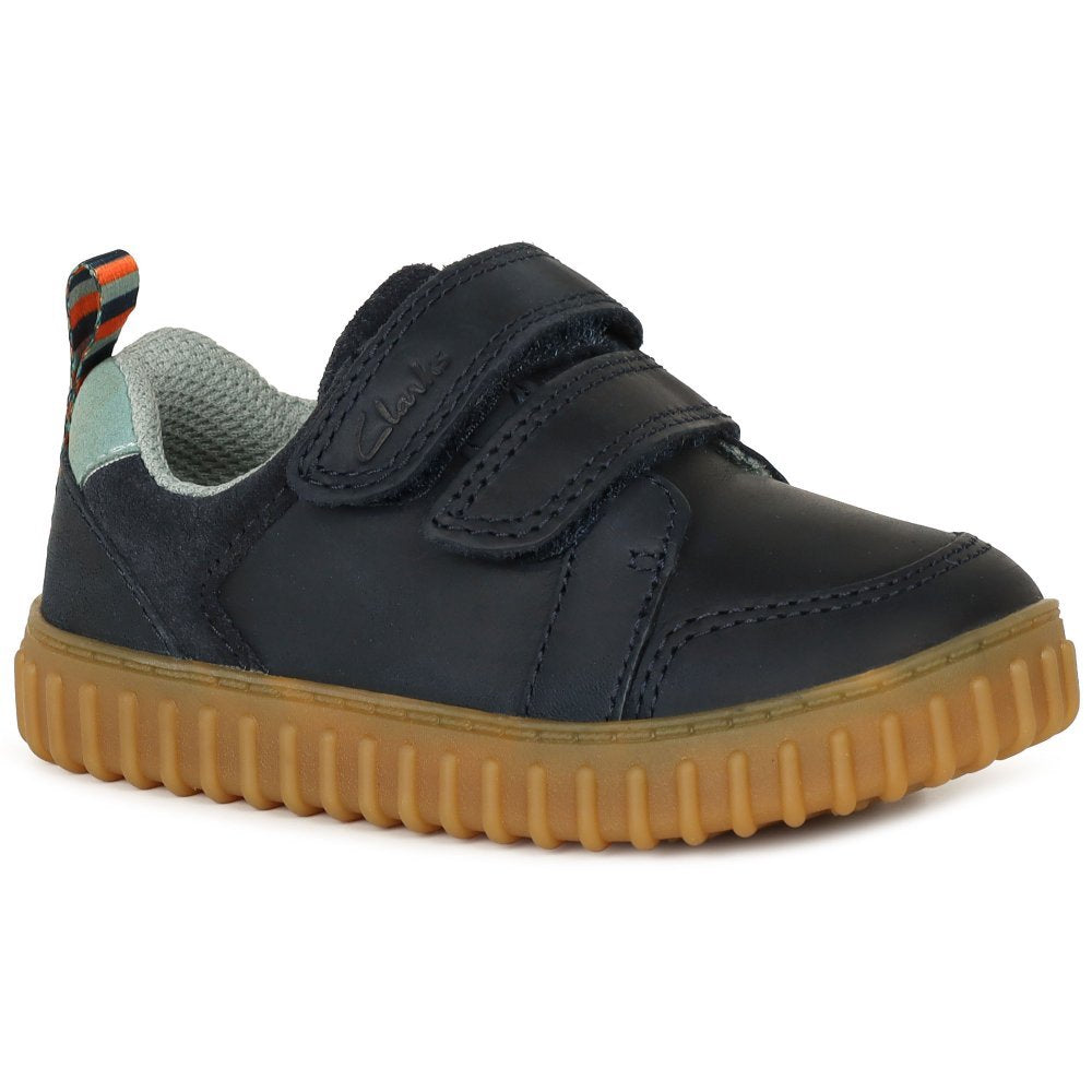 Clarks Cove Pop T Boys Shoe-Navy F
