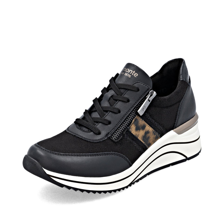 Remonte D0t09-04 Ladies Shoe-Black Leopard