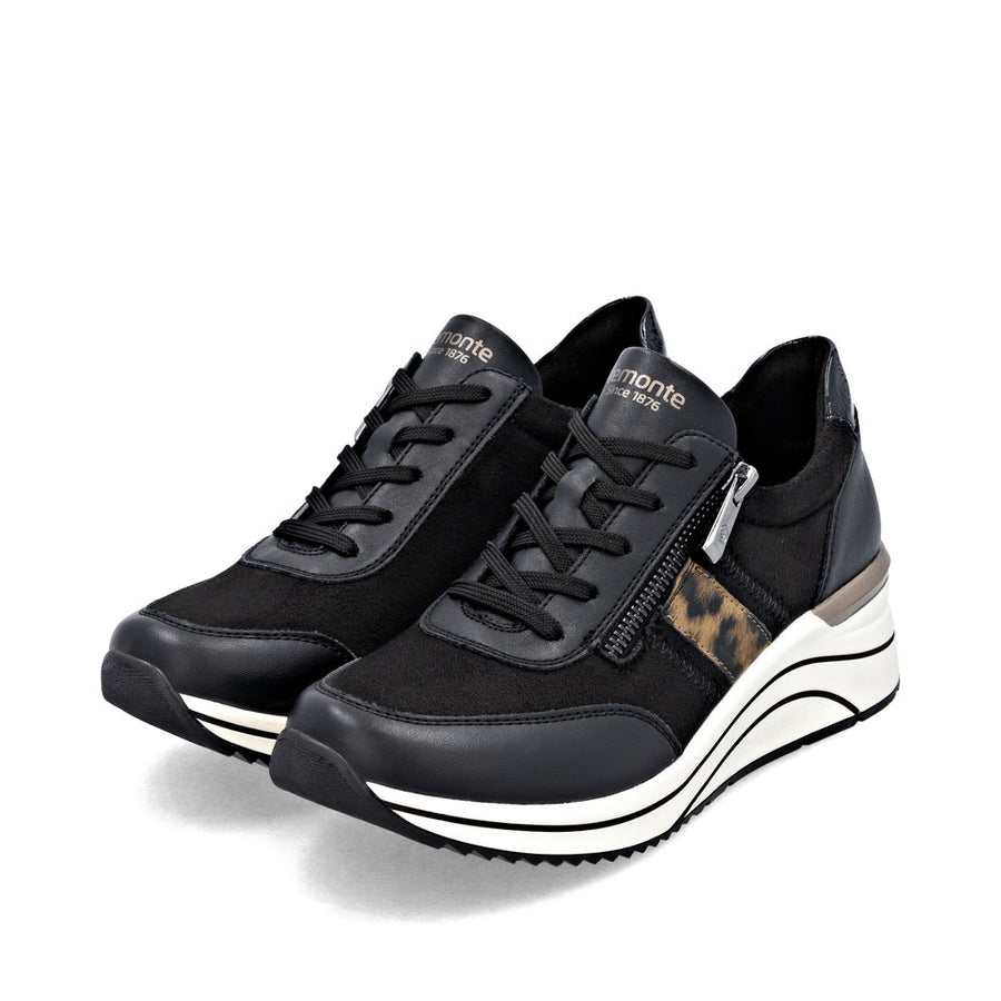Remonte D0t09-04 Ladies Shoe-Black Leopard