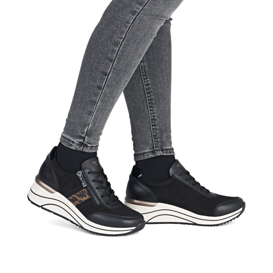 Remonte D0t09-04 Ladies Shoe-Black Leopard