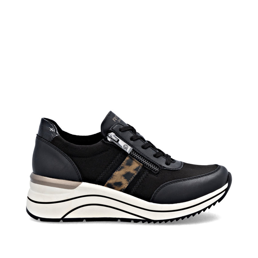 Remonte D0t09-04 Ladies Shoe-Black Leopard