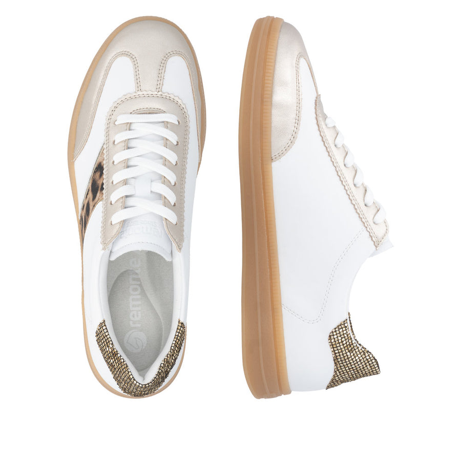 Remonte D2c05 Ladies Sneaker-White/Gold