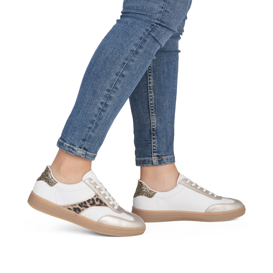 Remonte D2c05 Ladies Sneaker-White/Gold