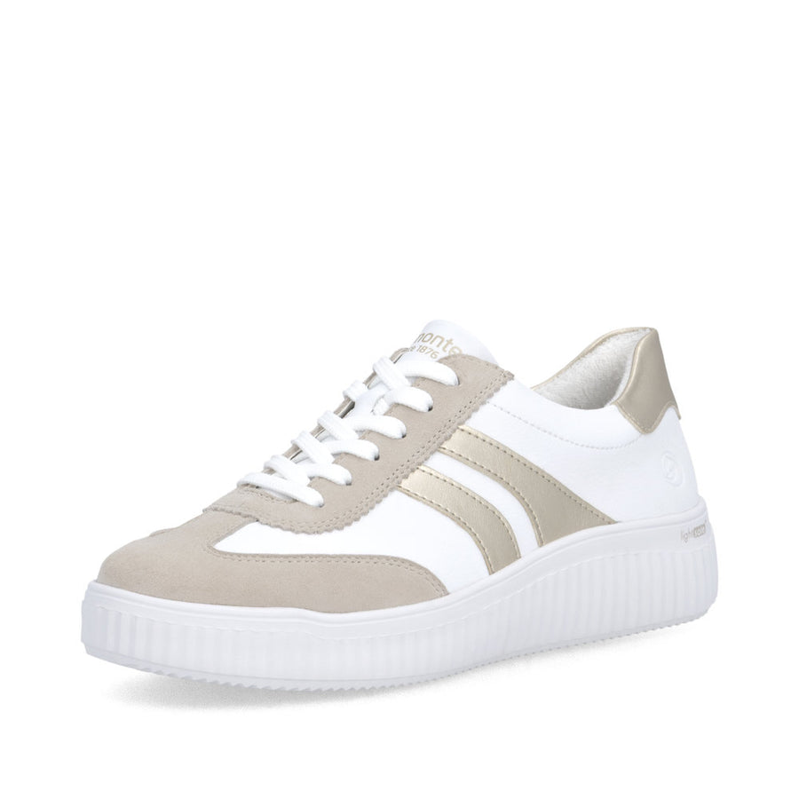 Remonte D3e00 Ladies Shoes-White/Gold