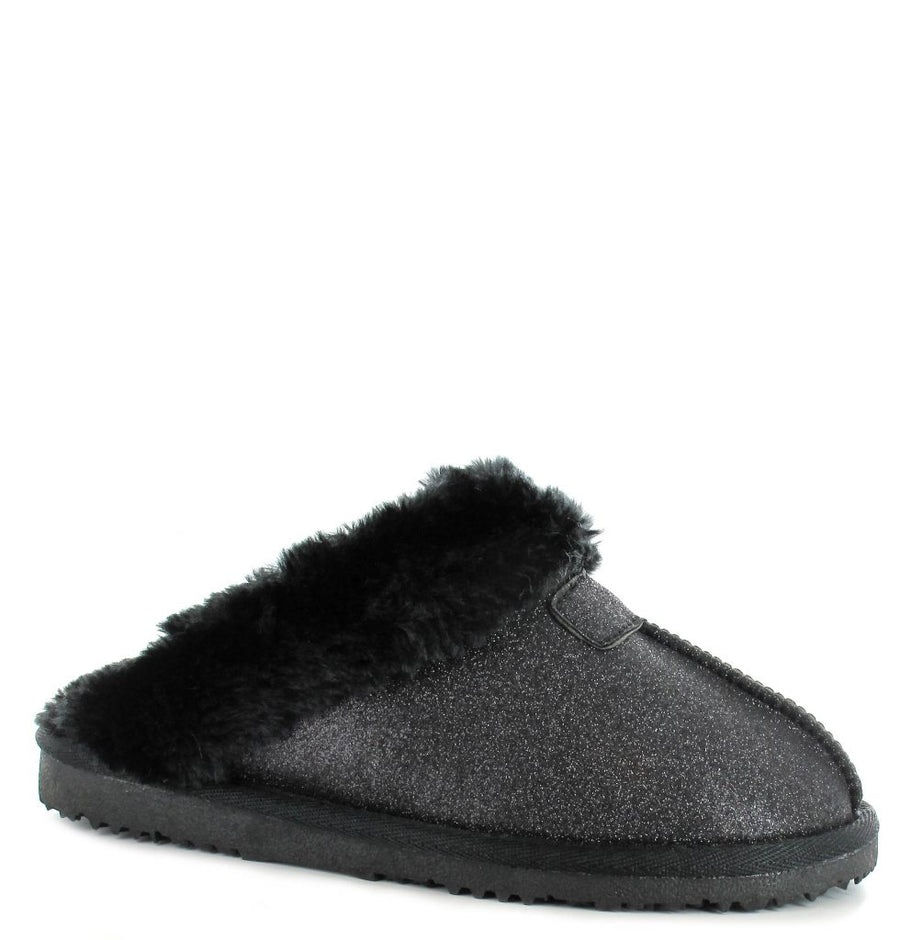 Ella Shoes Sparkle Slipper-Black