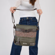 Rieker H1346-35 Crossbody Bag-Khaki/Brown