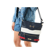 Rieker H1517-15 Handbag-Navy/White/Red