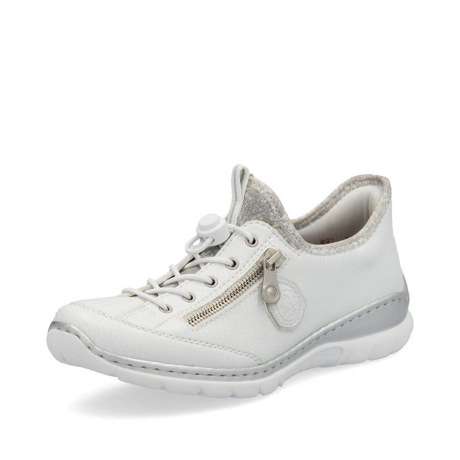 Rieker L32F1-80 Ladies Sneaker-White/Silver