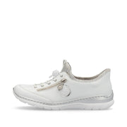 Rieker L32F1-80 Ladies Sneaker-White/Silver