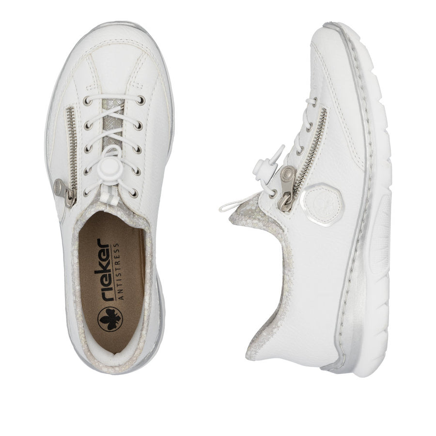 Rieker L32F1-80 Ladies Sneaker-White/Silver