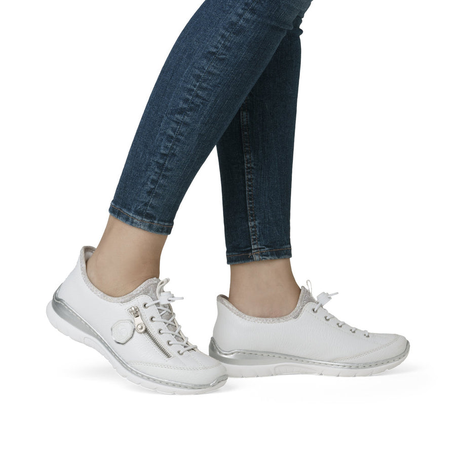 Rieker L32F1-80 Ladies Sneaker-White/Silver