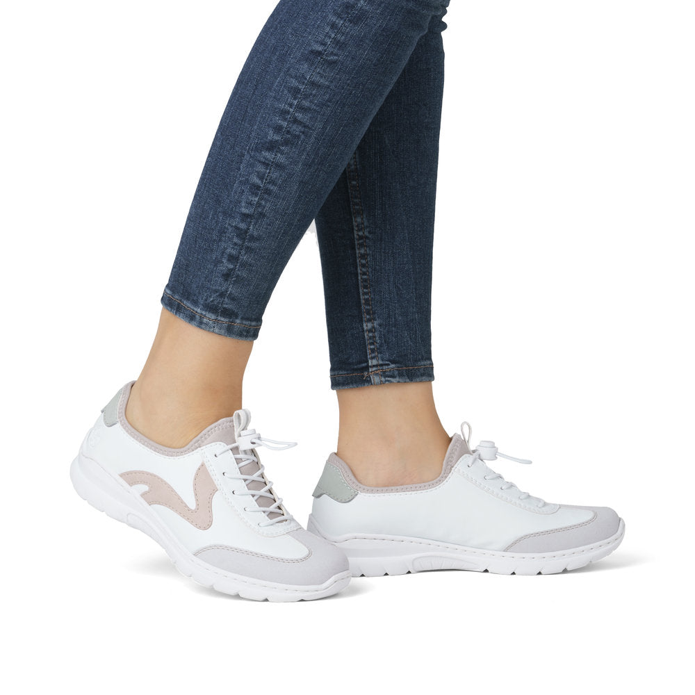 Rieker L32G9-80 Trainers-White/Rose