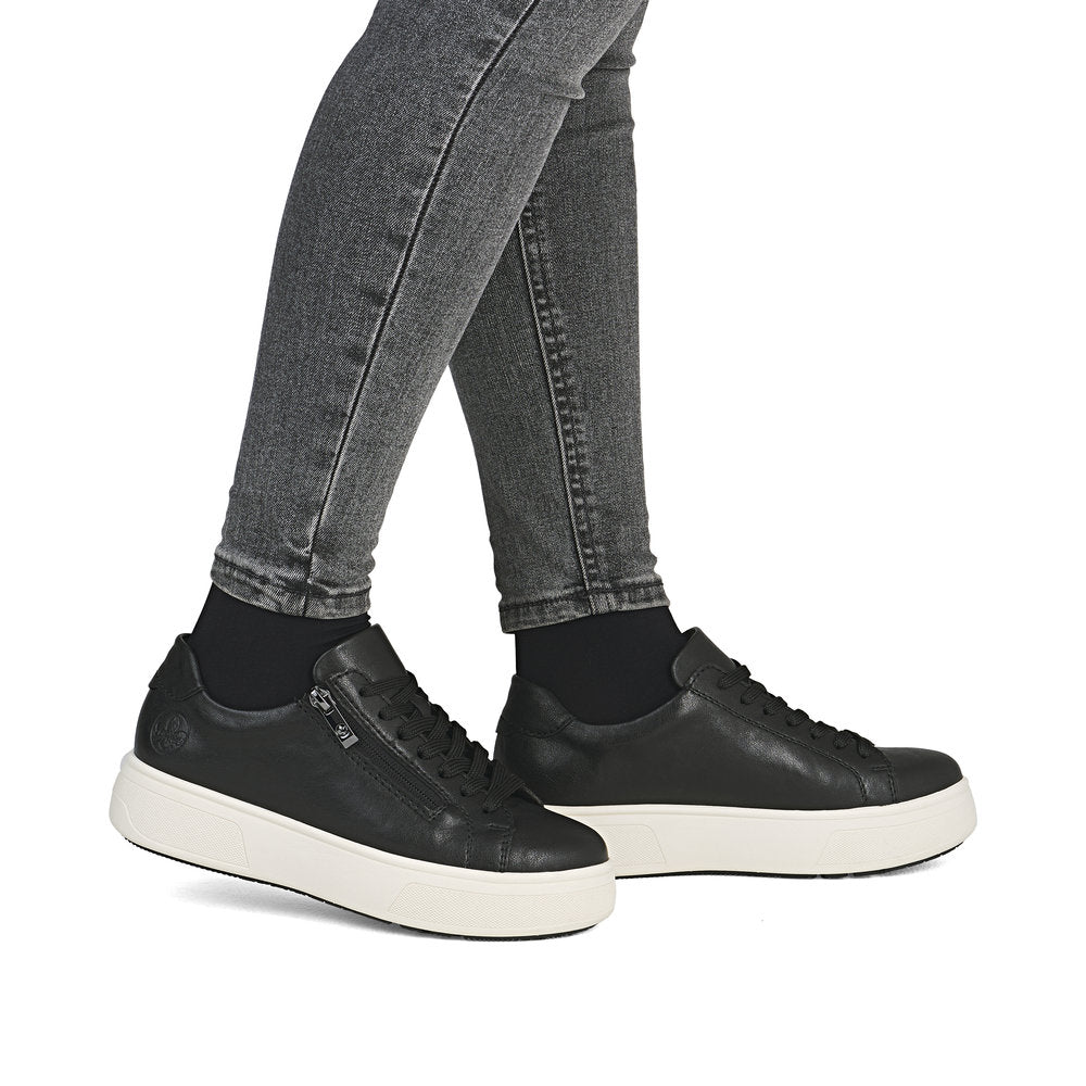 Rieker M7701 Ladies' Sneaker-Black/White