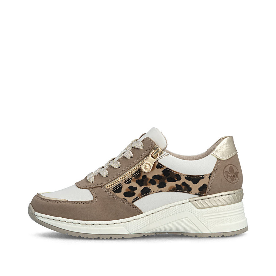 Rieker N4308-64 Trainers-Tan Leopard