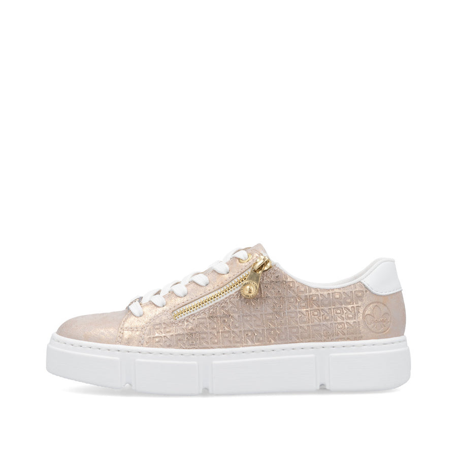 Rieker N5917-90 Sneakers-Rose Gold/White