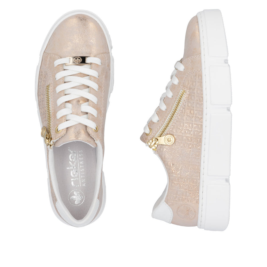 Rieker N5917-90 Sneakers-Rose Gold/White