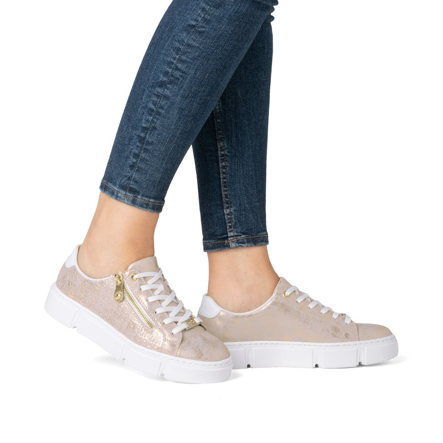 Rieker N5917-90 Sneakers-Rose Gold/White