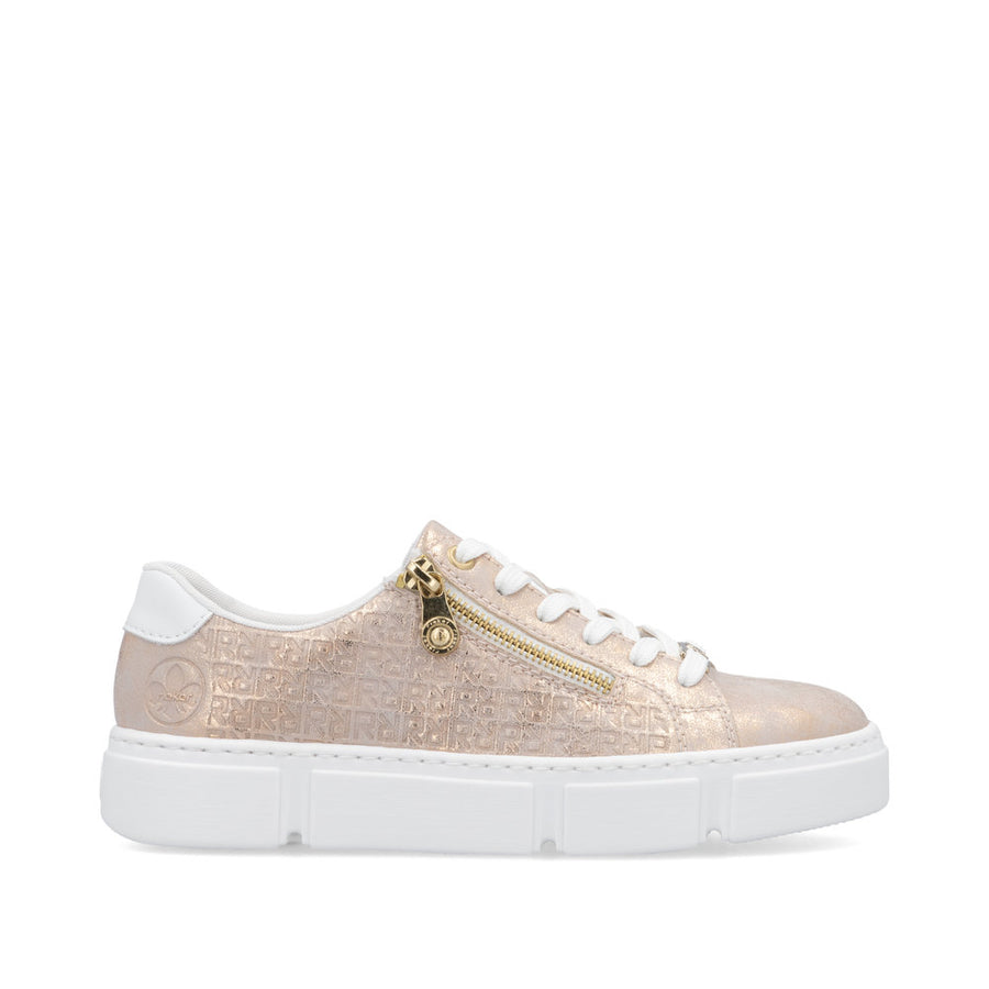 Rieker N5917-90 Sneakers-Rose Gold/White