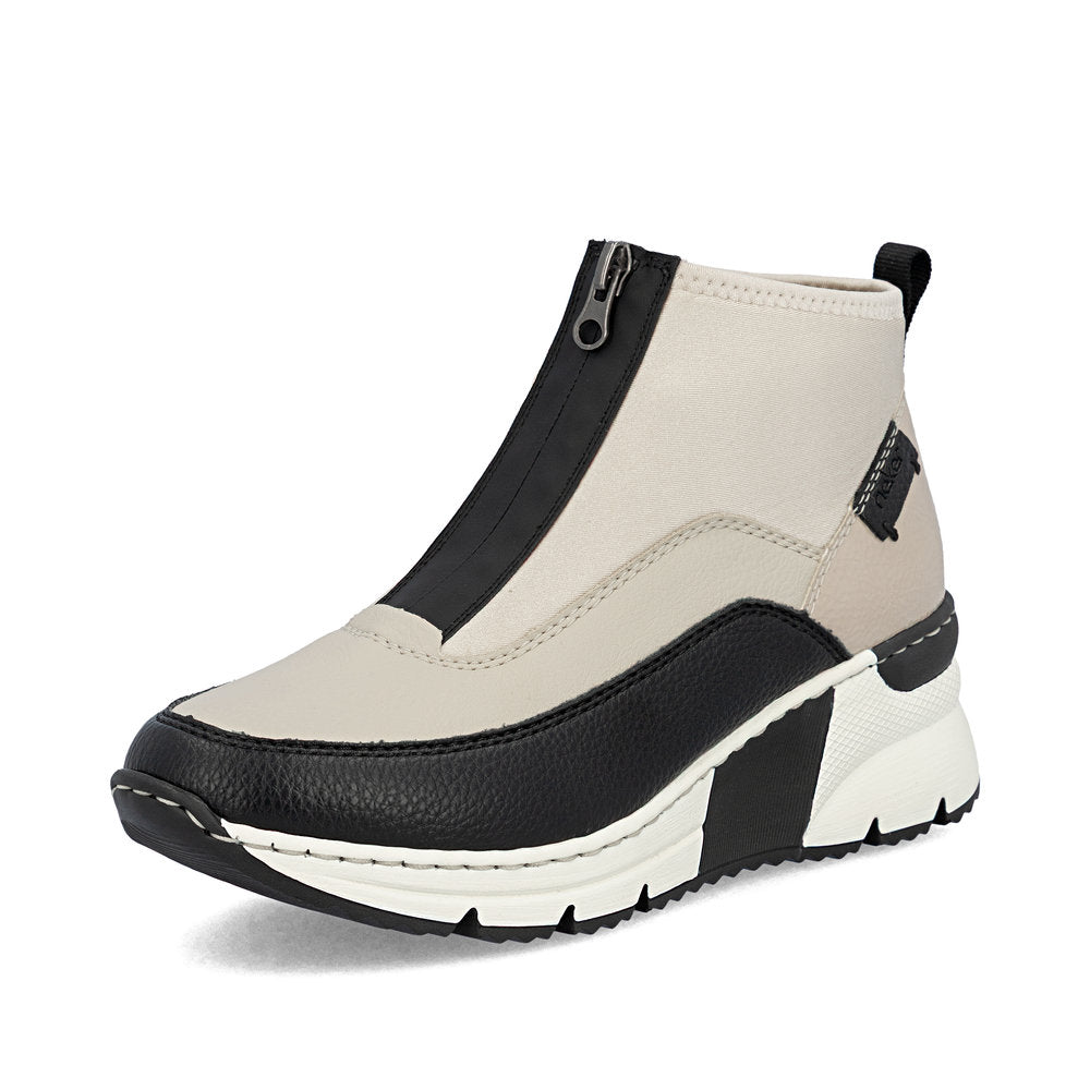 Rieker N6352-60 Ankle Boots-Cream/Black