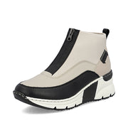 Rieker N6352-60 Ankle Boots-Cream/Black