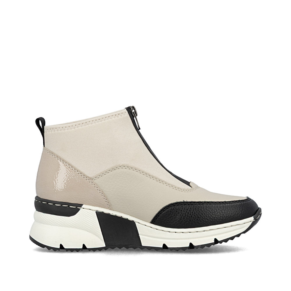 Rieker N6352-60 Ankle Boots-Cream/Black