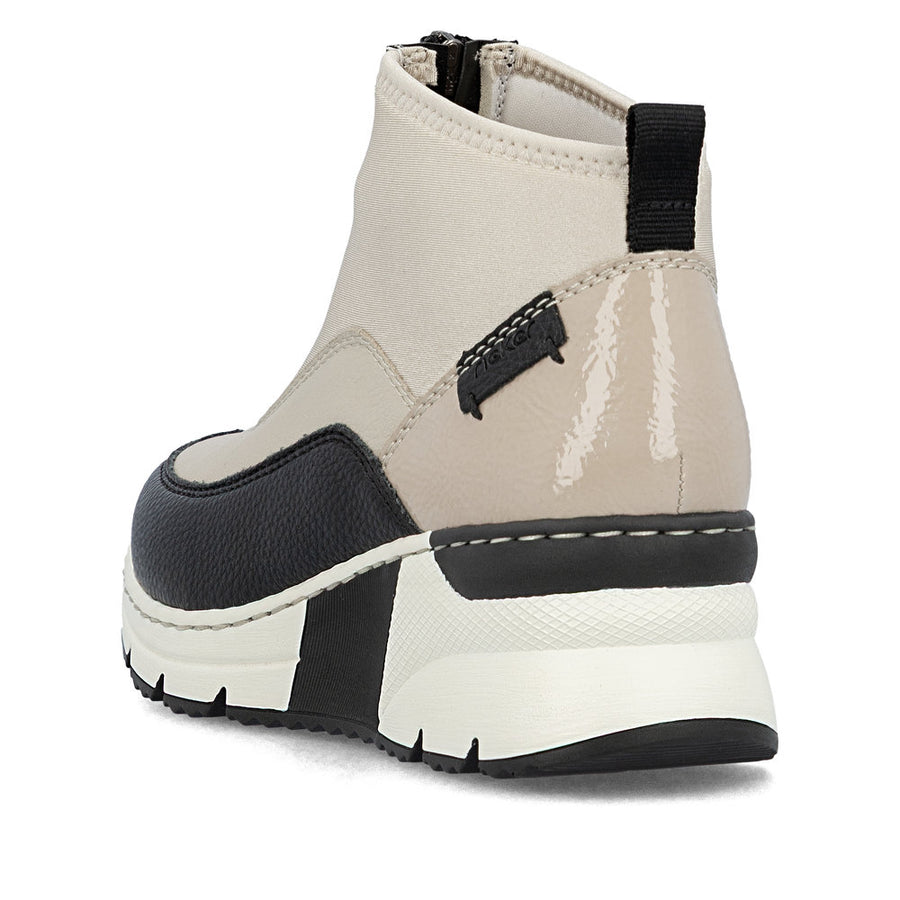 Rieker N6352-60 Ankle Boots-Cream/Black