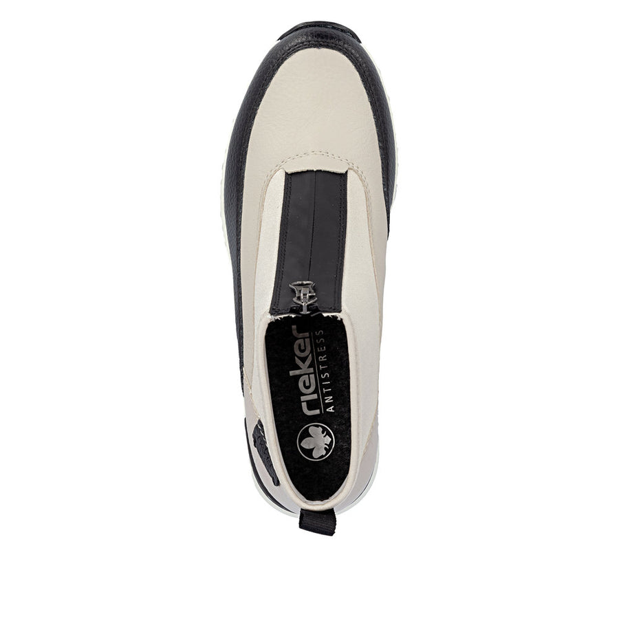 Rieker N6352-60 Ankle Boots-Cream/Black