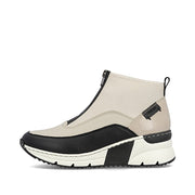 Rieker N6352-60 Ankle Boots-Cream/Black