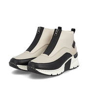 Rieker N6352-60 Ankle Boots-Cream/Black
