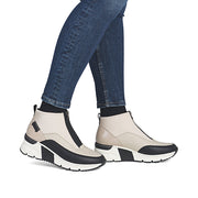 Rieker N6352-60 Ankle Boots-Cream/Black