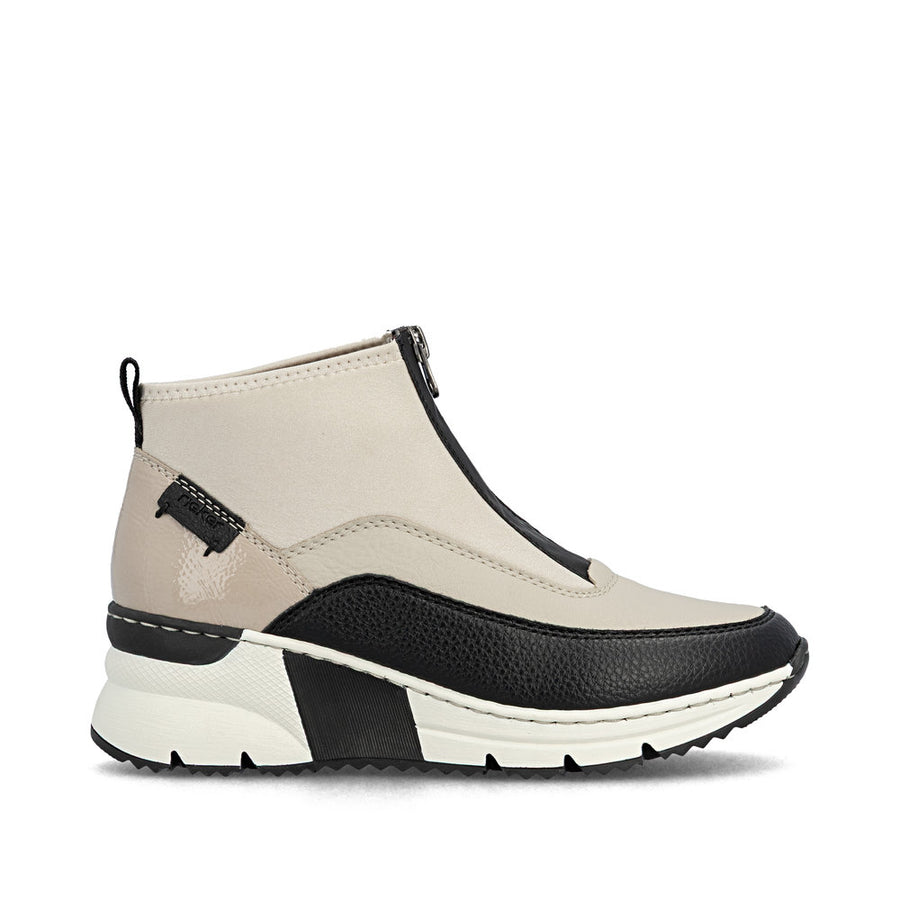 Rieker N6352-60 Ankle Boots-Cream/Black