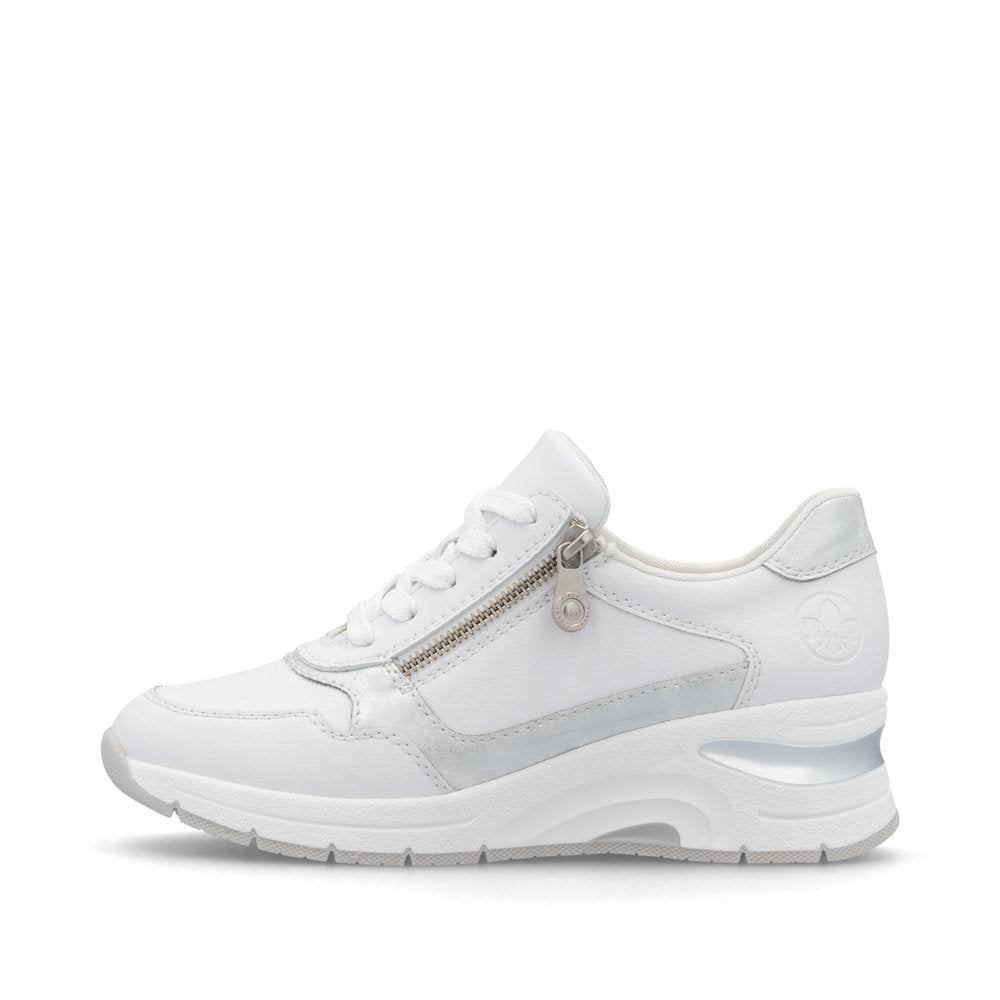 Rieker N9301-80 Ladies Shoes-White/Silver