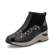 Rieker N9362-00 Ankle Boot-BLACK LEOPARD