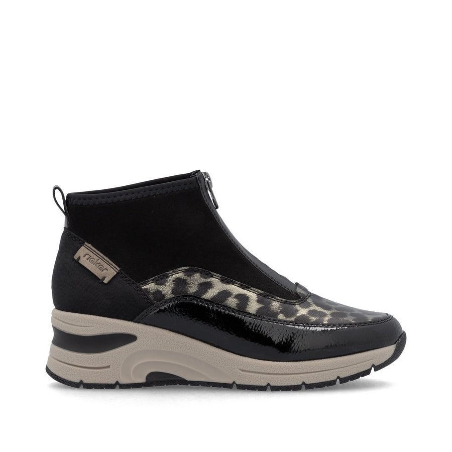 Rieker N9362-00 Ankle Boot-BLACK LEOPARD