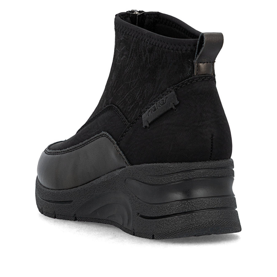 Rieker N9362-01 Ankle Boot-Black/Bronze