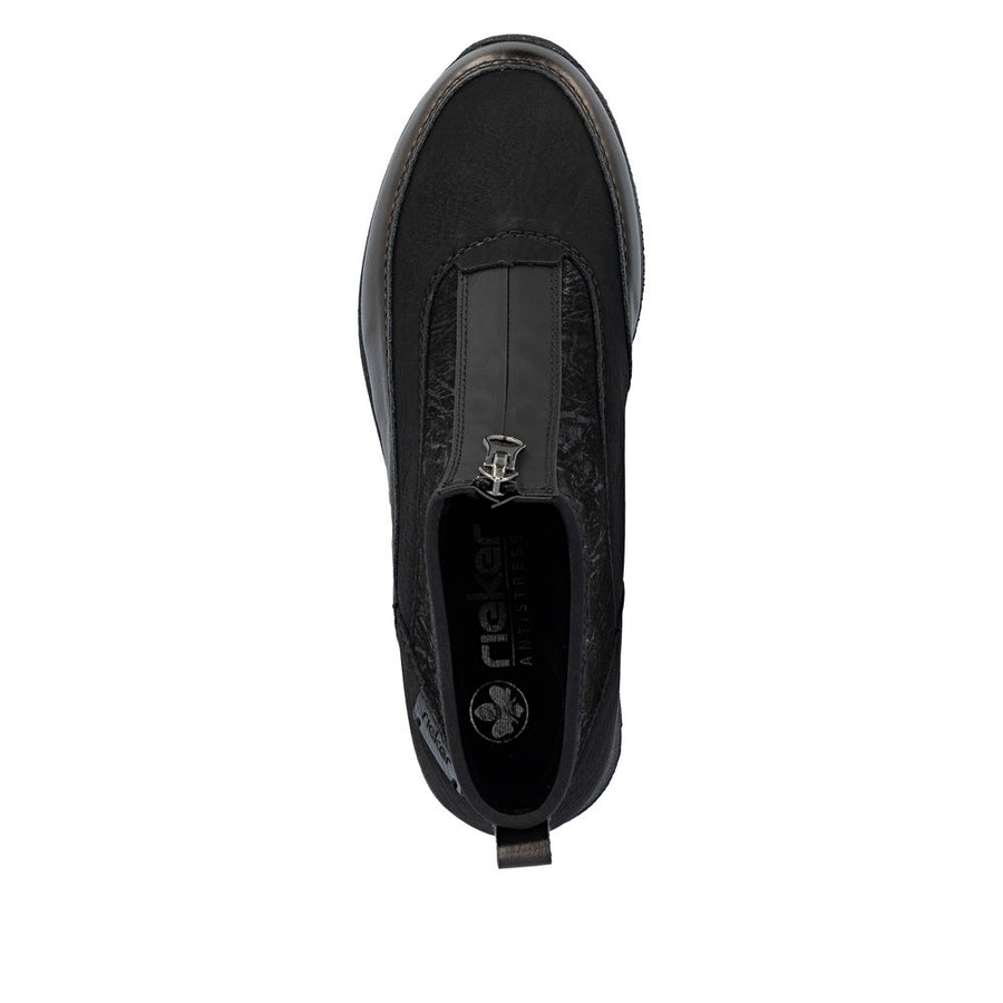 Rieker N9362-01 Ankle Boot-Black/Bronze