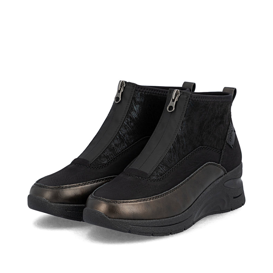 Rieker N9362-01 Ankle Boot-Black/Bronze