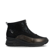 Rieker N9362-01 Ankle Boot-Black/Bronze