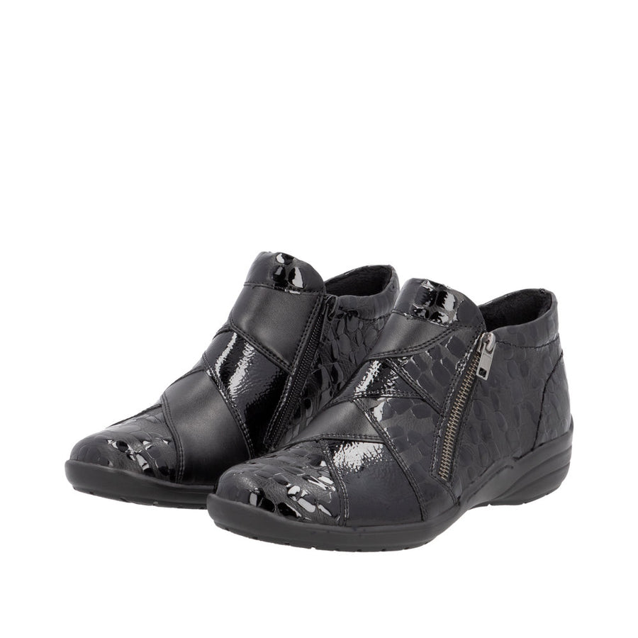 Remonte R7674 Ankle Boot-Black Croc