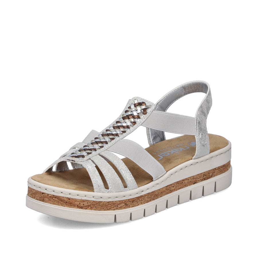 Rieker V4918-90 Ladies' Sandals-Silver
