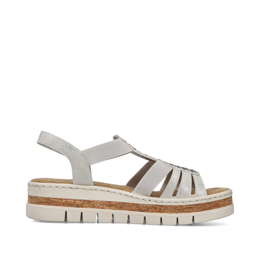 Rieker V4918-90 Ladies' Sandals-Silver